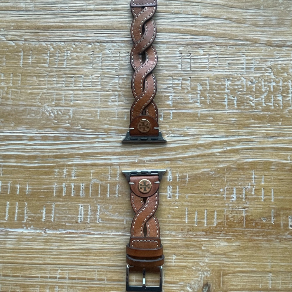 Tory Burch Brown Leather Braided Watch Band